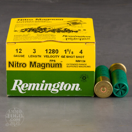 25rds – 12 Gauge Remington Nitro Magnum 3" 1-5/8oz. #4 Shot Ammo