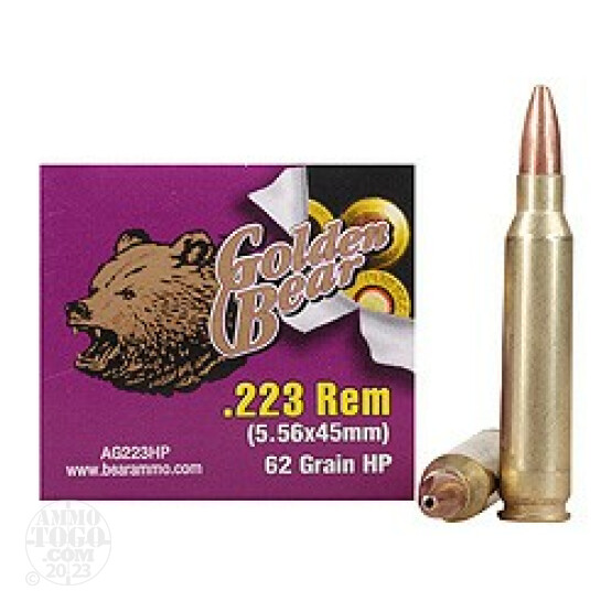 20rds - .223 Golden Bear 62gr. Hollow Point Ammo
