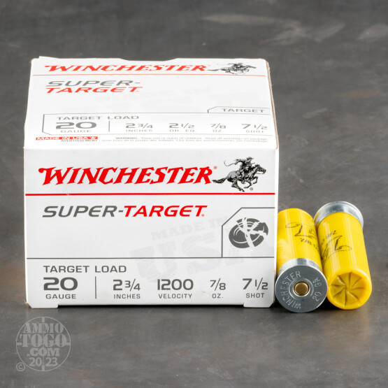 25rds – 20 Gauge Winchester Super Target 2-3/4" 7/8oz. #7.5 Shot Ammo