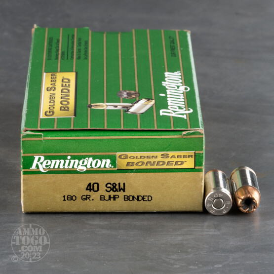 50rds - 40 S&W Remington Golden Saber Bonded 180gr. JHP Ammo