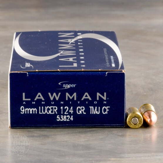 50rds - 9mm Speer Lawman 124gr. Cleanfire TMJ Round Nose Ammo