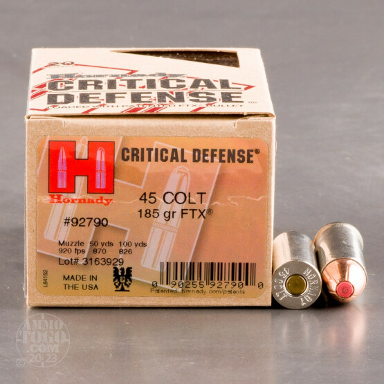 20rds - 45 Long Colt Hornady Critical Defense 185gr. FTX Ammo