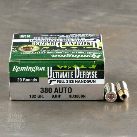20rds - 380 Auto Remington Ultimate Defense 102gr. BJHP Ammo