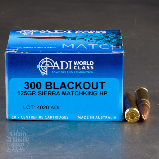 20rds – 300 AAC Blackout ADI World Class 125gr. HP MatchKing Ammo