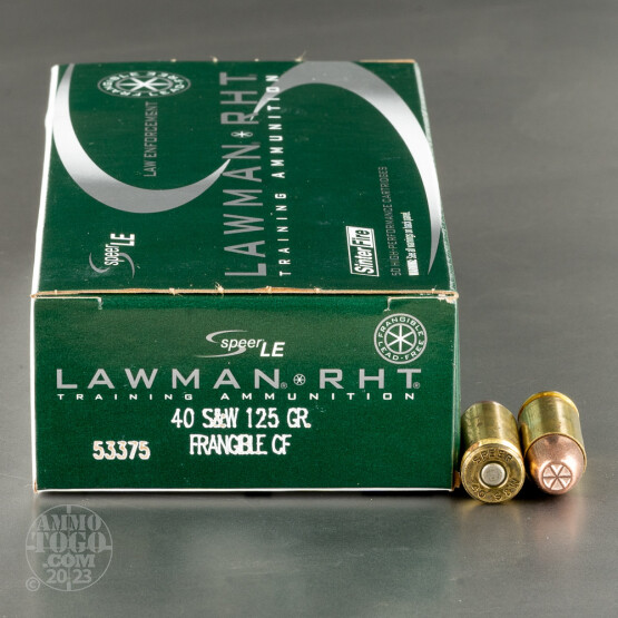 50rds – 40 S&W Speer Lawman 125gr. RHT Frangible Ammo