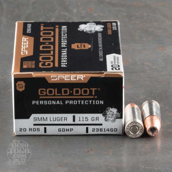 20rds - 9mm Speer Gold Dot 115gr. HP Ammo