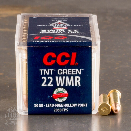 50rds – 22 WMR CCI TNT Green 30gr. HP Ammo