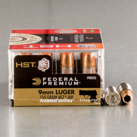 20rds - 9mm Federal 150gr. HST Micro JHP Ammo