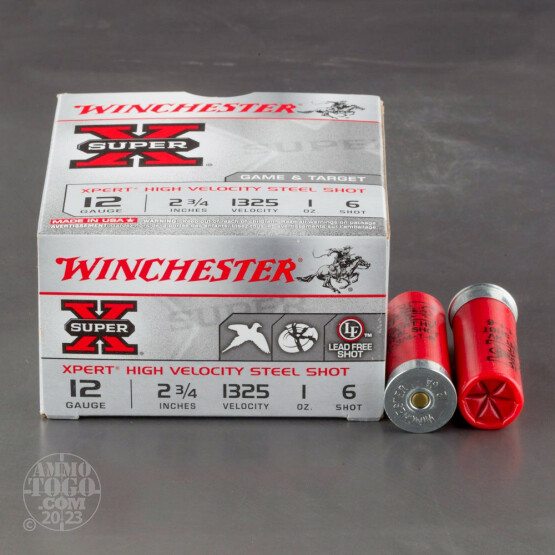 25rds - 12 Gauge Winchester XPERT Game/Target  2 3/4" 1oz #6 Steel Shot Ammo