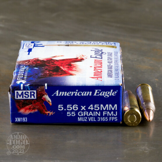 500rds - 5.56 Federal Lake City (American Eagle) XM193 55gr. FMJ Ammo