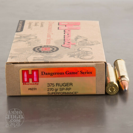 20rds – 375 Ruger Hornady Dangerous Game Series 270gr. SP-RP Ammo