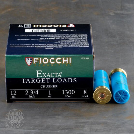 25rds - 12ga Fiocchi CRUSHER 2 3/4" 1oz. #8 Shot Target Ammo
