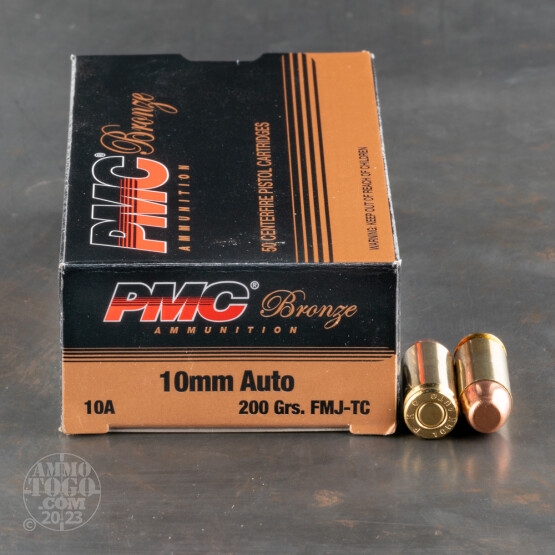 50rds - 10mm PMC Bronze 200gr. FMJ TC Ammo