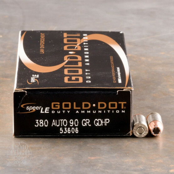 50rds – 380 Auto Speer LE Gold Dot 90gr. JHP Ammo