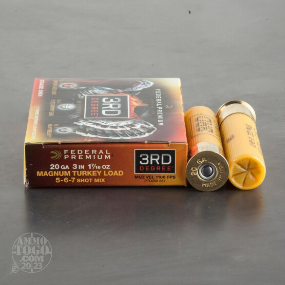 5rds - 20 Gauge Federal 3rd Degree 3" 1 7/16 Ounce #5/6/7 Shot Ammo
