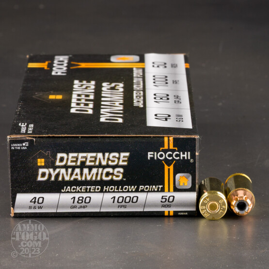 50rds - 40 S&W Fiocchi 180gr Jacketed Hollow Point