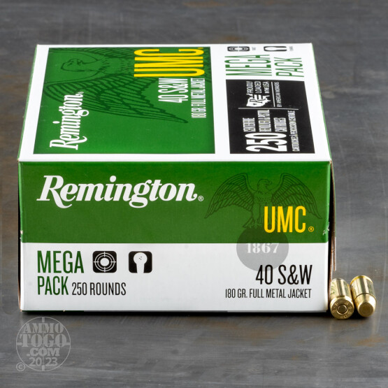 250rds - 40 S&W Remington UMC Megapack 180gr. FMJ Ammo