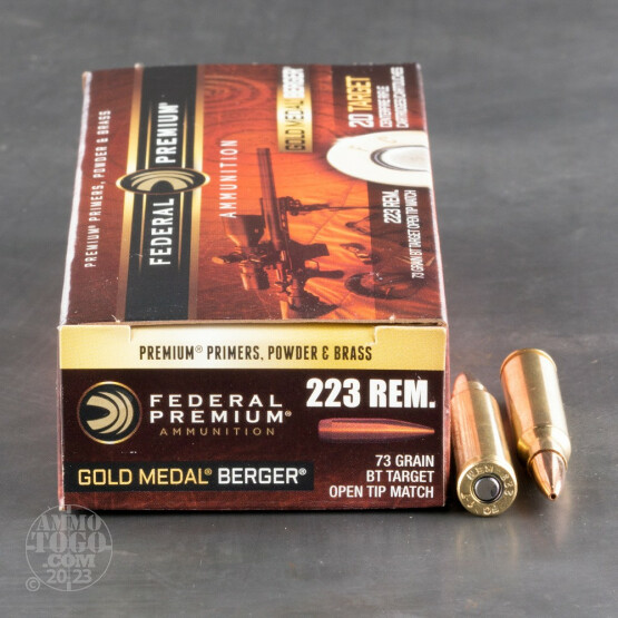 20rds – 223 Rem Federal Gold Medal 73gr. Berger BTHP Ammo