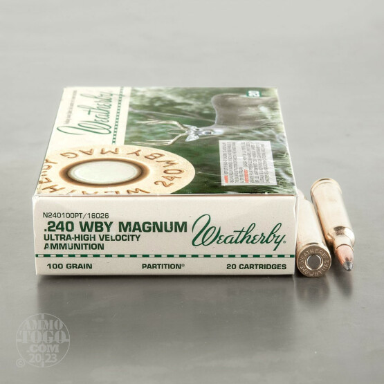 20rds – 240 Weatherby Magnum Weatherby 100gr. Partition Ammo