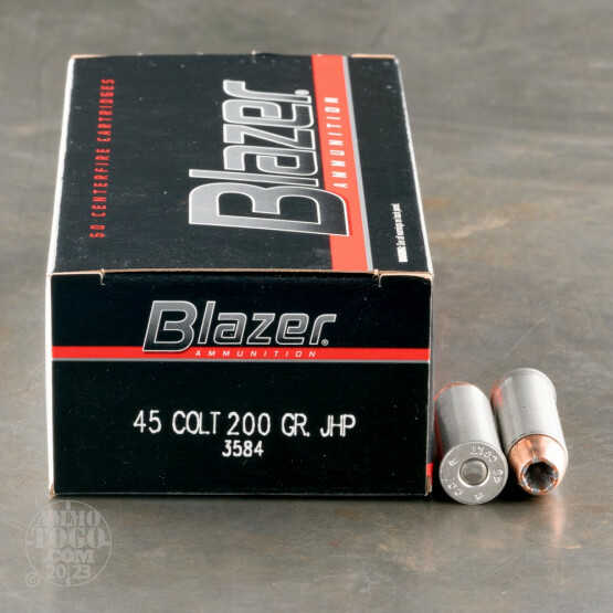 50rds - 45 Long Colt CCI Blazer 200gr. Jacketed Hollow Point Ammo