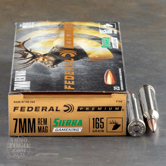 20rds - 7mm Rem Mag Federal Vital-Shok 165gr. Sierra GameKing BTSP Ammo