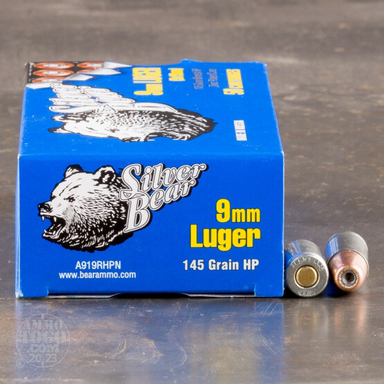 50rds – 9mm Silver Bear 145gr. HP Ammo
