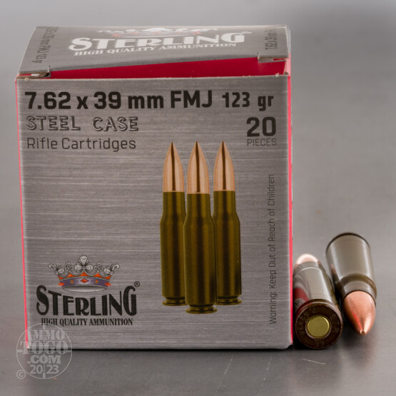 1000rds – 7.62x39 Sterling 123gr. FMJ Ammo
