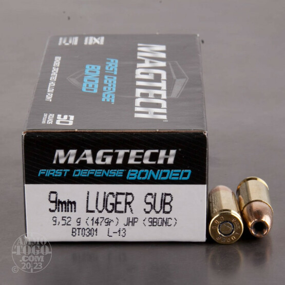 50rds - 9mm Magtech Bonded 147gr. JHP Ammo