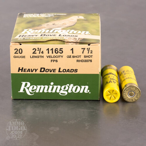 250rds - 20 Gauge Remington Heavy Dove Load 2 3/4" 1oz. #7 1/2 Shot Ammo