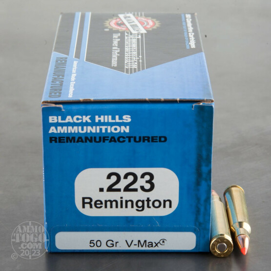 50rds - 223 Black Hills Remanufactured 50gr. V-Max Polymer Tip Ammo