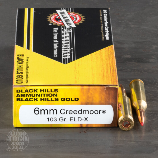 20rds – 6mm Creedmoor Black Hills Gold 103gr. ELD-X Ammo