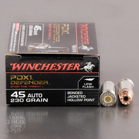 20rds – 45 ACP Winchester Defender 230gr. PDX1 Bonded JHP Ammo
