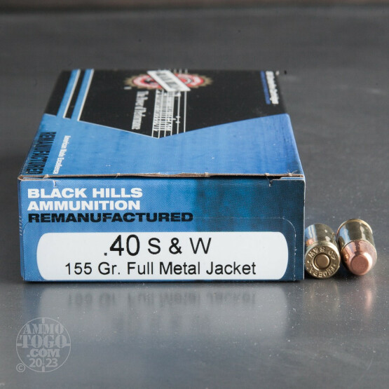 50rds - 40 S&W Black Hills 155gr. Remanufactured FMJ Ammo