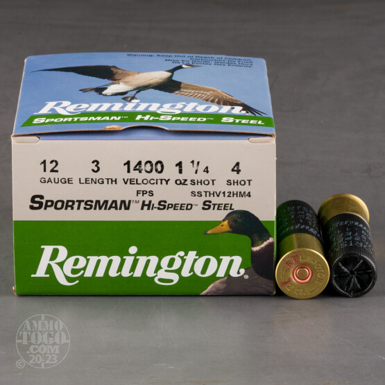 25rds – 12 Gauge Remington Sportsman Hi-Speed Steel 3" 1-1/4oz. #4 Steel Shot Ammo