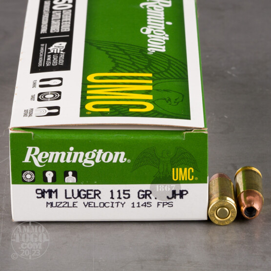 500rds - 9mm Remington UMC 115gr. Jacketed Hollow Point Ammo