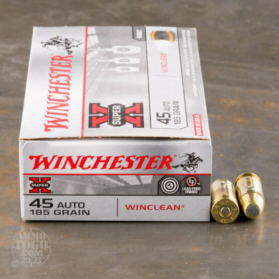 50rds - 45 Auto Winchester USA WinClean 185gr. BEB (FMJ) Ammo