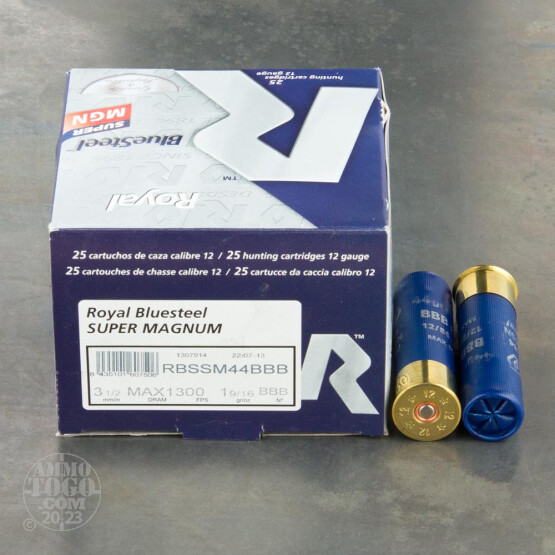 25rds - 12 Ga. Rio Royal BlueSteel 3 1/2" 1 9/16oz. #BBB Steel Shot Ammo