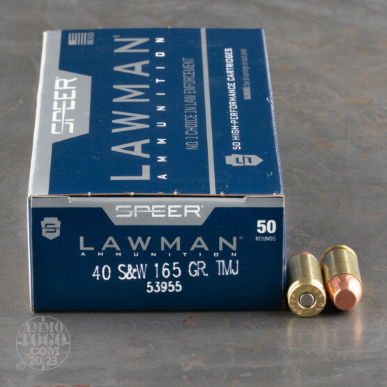 50rds - 40 S&W Speer Lawman 165gr. TMJ Ammo