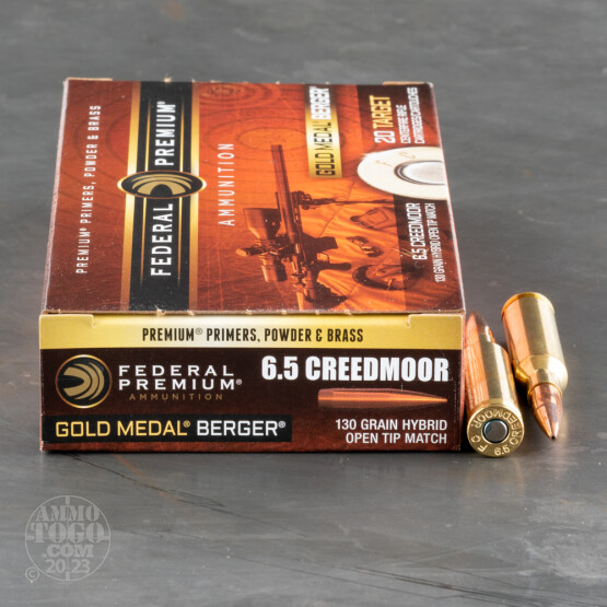 20rds - 6.5mm Creedmoor Federal Gold Medal Berger 130gr. Hybrid OTM Ammo