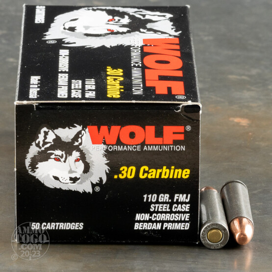50rds - .30 Carbine Wolf FMJ Ammo