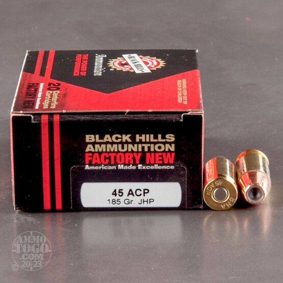 500rds - 45 ACP New Black Hills 185gr. JHP Ammo