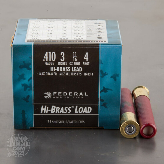 25rds – 410 Bore Federal Game-Shok Upland Hi-Brass 3" 11/16oz. #4 Shot Ammo