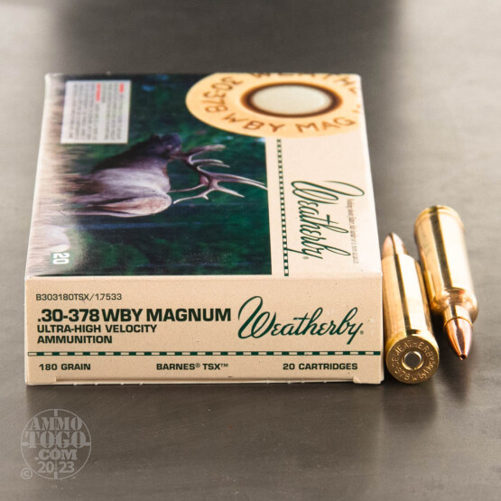 20rds - 30-378 Weatherby Mag. 180gr. Barnes TSX Hollow Point Ammo