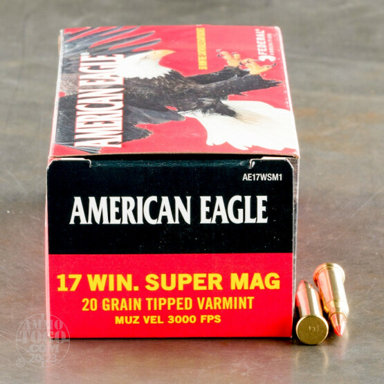 50rds - 17 Win Super Mag Federal American Eagle 20gr. Polymer Tip Ammo
