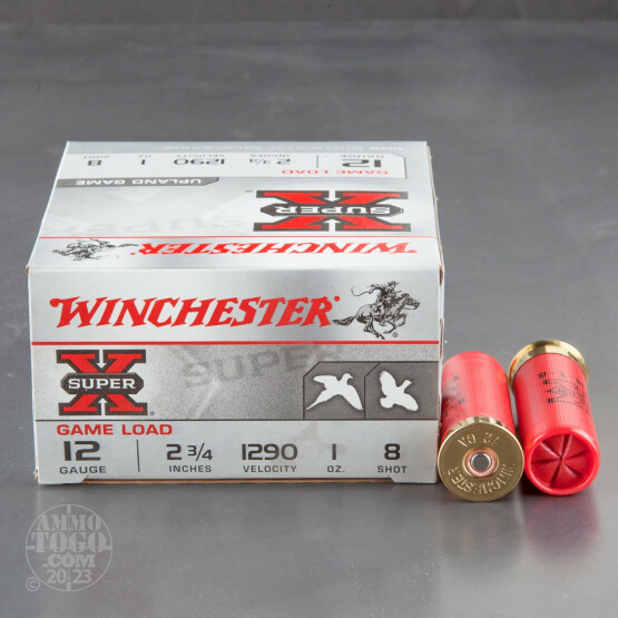 25rds - 12 Gauge Winchester Super-X Game Loads 2 3/4" 1oz. #8 Shot Ammo