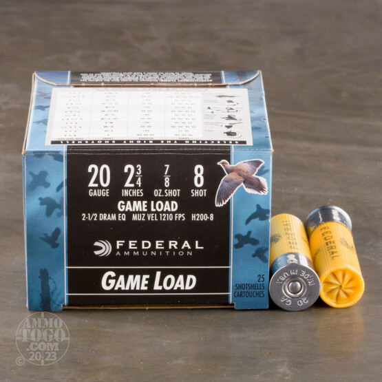 25rds - 20 Gauge Federal Game Shok 2 3/4" 7/8oz. #8 Shot Ammo