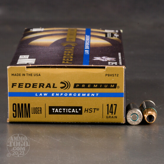 50rds - 9mm Federal LE Tactical HST 147gr. HP Ammo