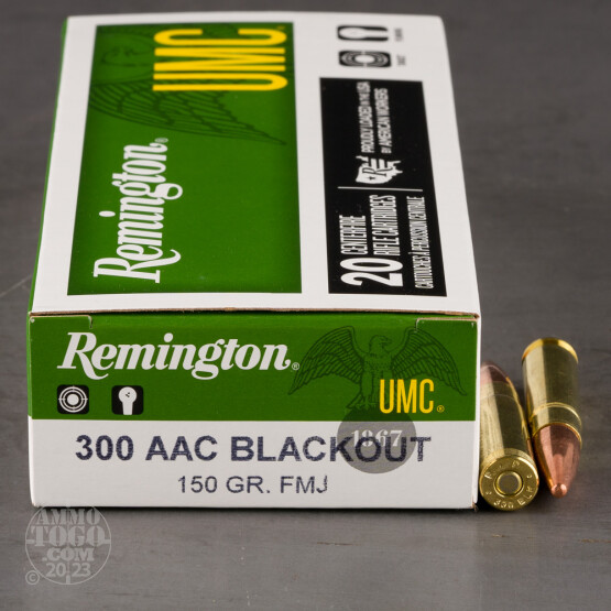 20rds – 300 AAC Blackout Remington UMC 150gr. CTFB Ammo