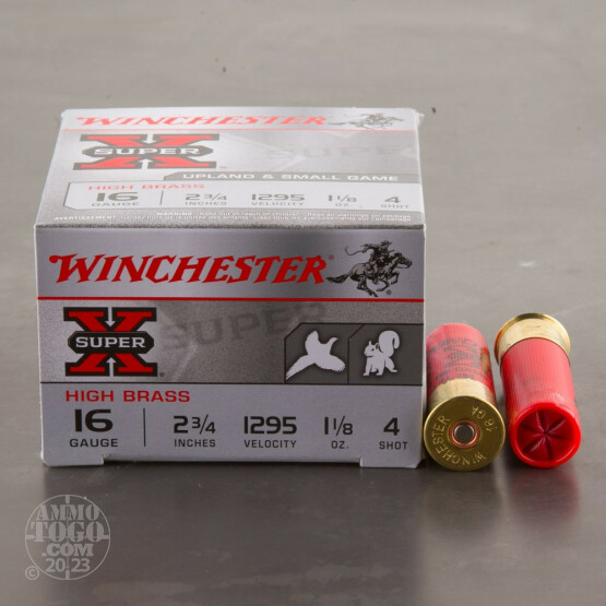 25rds - 16 Gauge Winchester Super-X 2 3/4" 1 1/8oz. #4 Shot Ammo