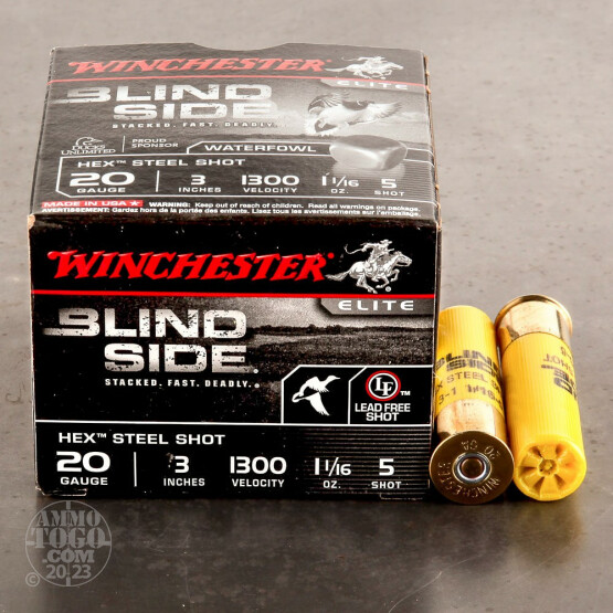 25rds – 20 Gauge Winchester Blind Side 3" 1-1/16oz. #5 Steel Shot Ammo